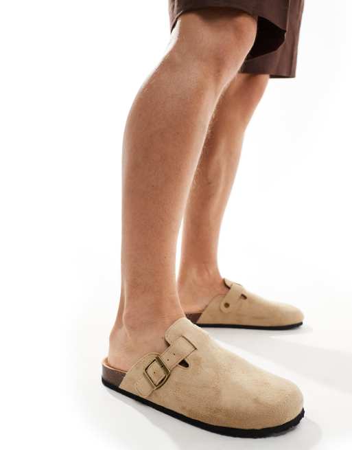 Truffle Collection - Lyse beige slip-on-clogs i imiteret ruskind