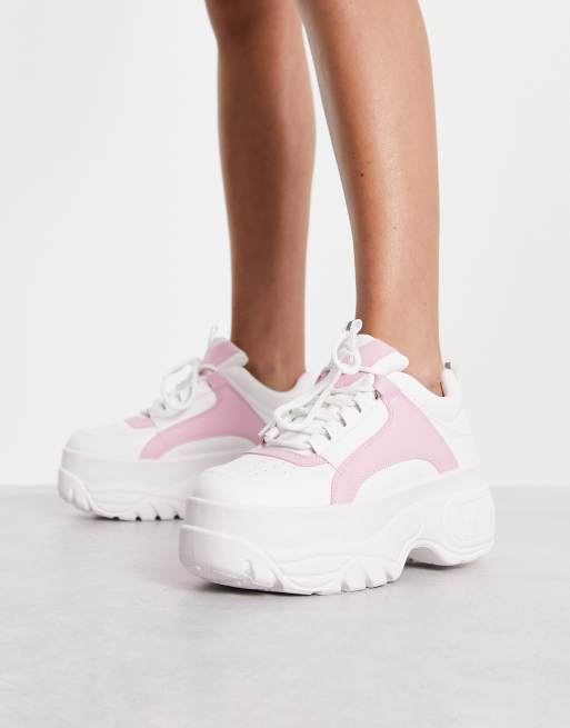 Truffle Collection - Lyserøde sneakers med snørebånd og ekstra høj flatform-sål, 3 af 4