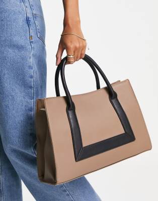 Truffle Collection - Maxi borsa oversize strutturata color cuoio scuro
