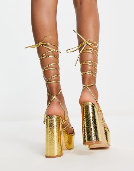 Gold sparkly platform outlet heels