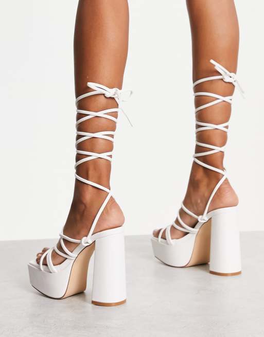 White platform cheap strappy sandals