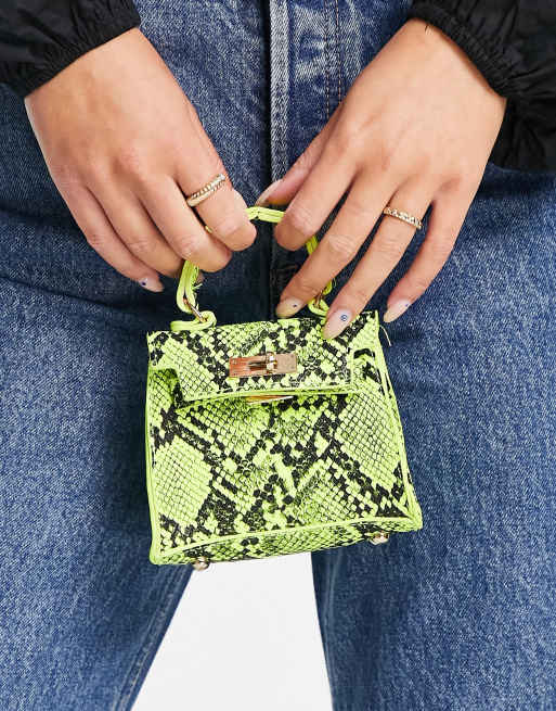 Truffle Collection micro mini snake grab bag with chain in multi