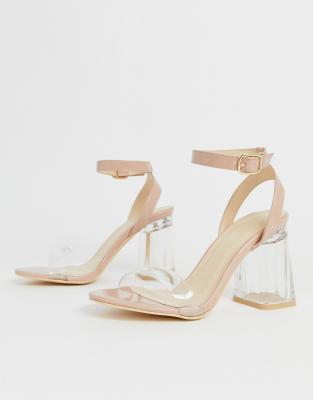 mid heel clear sandals