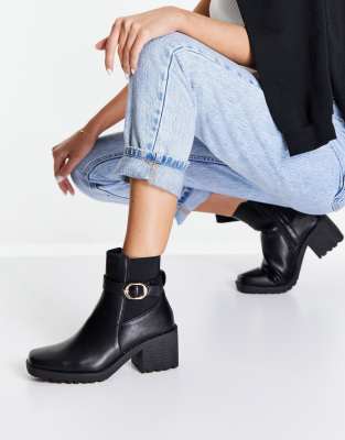 Truffle Collection Mid Heel Ankle Boots In Black | ModeSens