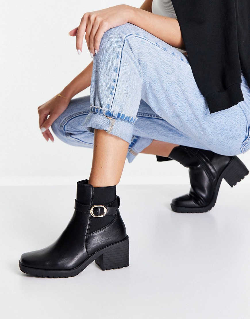 Truffle Collection Mid Heel Ankle Boots In Black | ModeSens