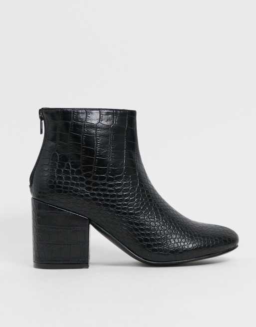 Truffle Collection mid heeled ankle boot in black croc