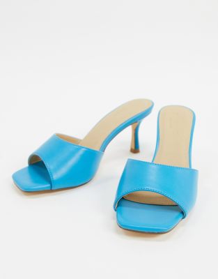 blue heeled mules