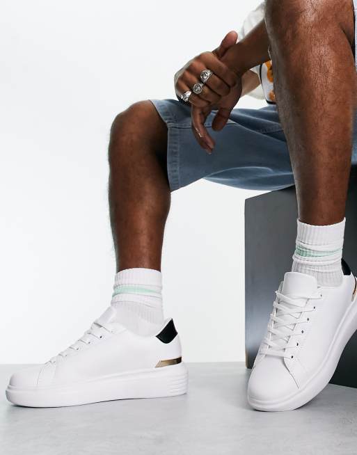 Truffle Collection minimal chunky trainers with embossed back tab in white
