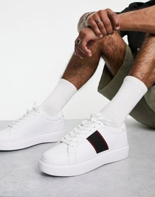 Truffle Collection minimal side stripe trainers in white