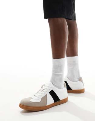 Truffle Collection Minimal Tennis Sneakers In White And Gray