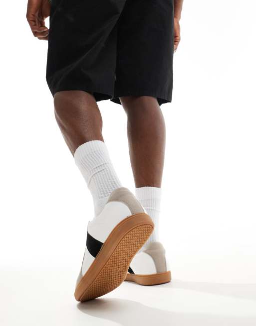 Truffle Collection minimal tennis trainers in white and grey, 5 of 5