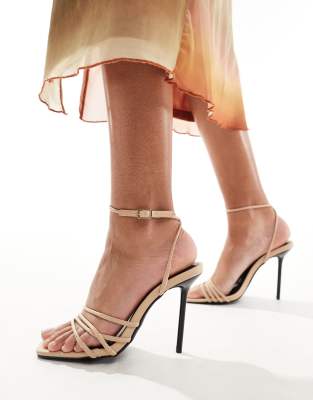 Truffle Collection - Minimalistische High-Heel-Sandalen in Taupe-Neutral