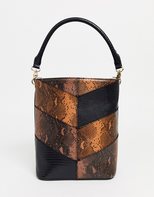 Truffle Collection mixed snake shoulder bag
