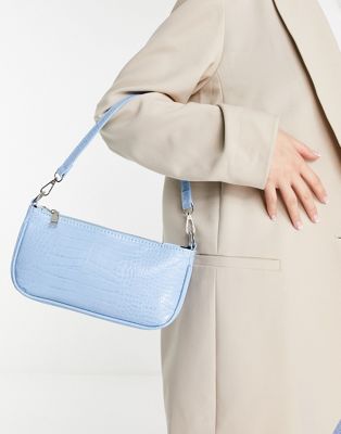 Truffle Collection moc croc shoulder bag in light blue