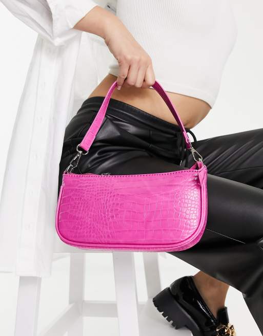 Truffle Collection moc croc shoulder bag in pink, 4 of 4
