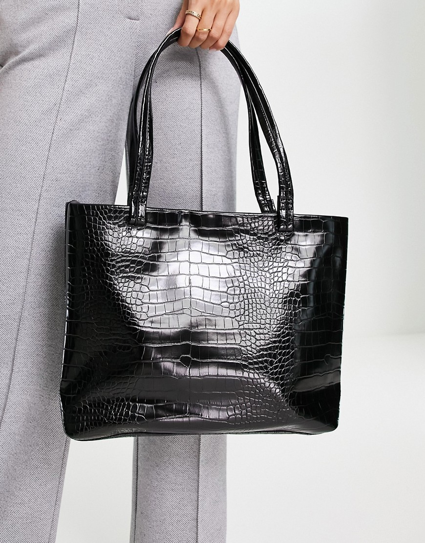 Truffle Collection moc croc tote in black