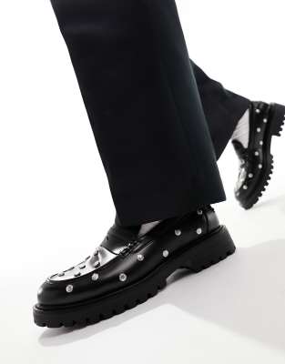 Truffle Collection - Mocassins chunky à clous - Noir