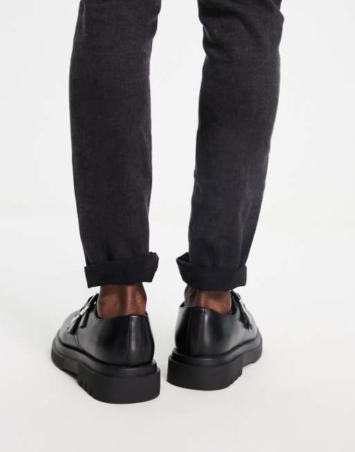 Truffle Collection – Monk-Schuhe aus Kunstleder mit dicker Sohle in Schwarz, 2 von 4