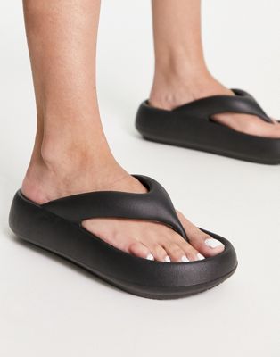 Truffle Collection moulded flip flops in black