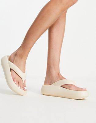 Truffle Collection moulded flip flops in cream