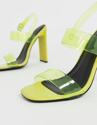 clear neon heels