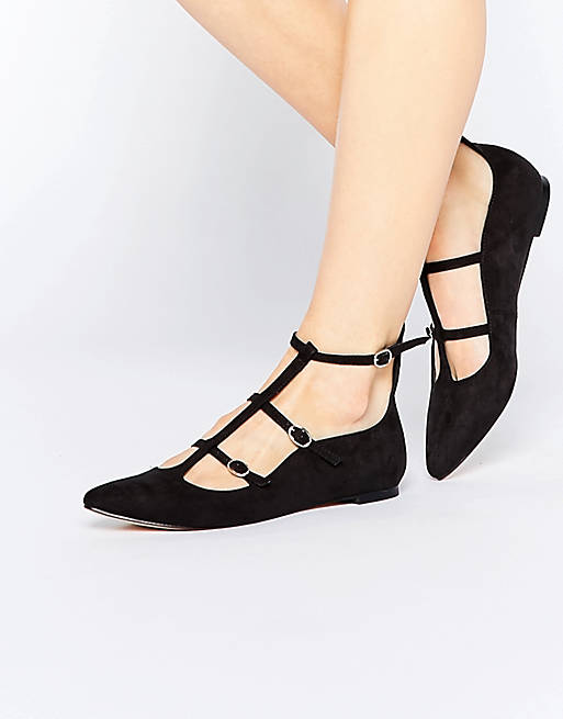 Truffle Collection Nicky T Bar Strappy Point Flat Shoes