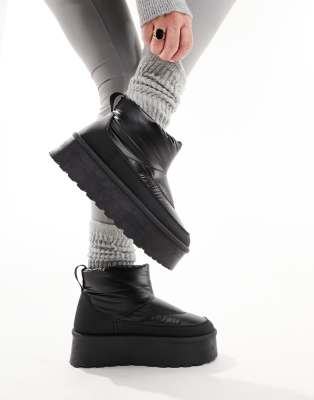 Truffle Collection padded flatform ankle boots in black