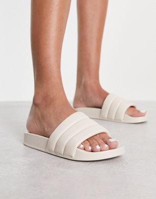 Truffle Collection padded pool sliders in beige