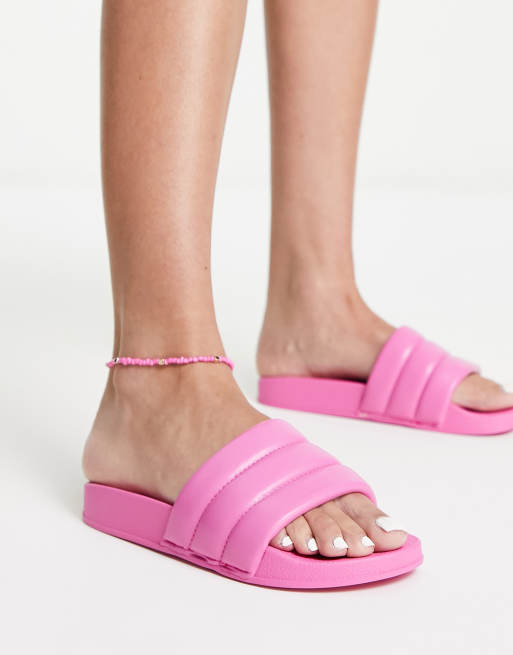 Truffle Collection padded pool sliders in pink