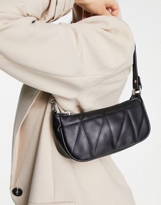 Truffle Collection panel quilted shoulder bag in black