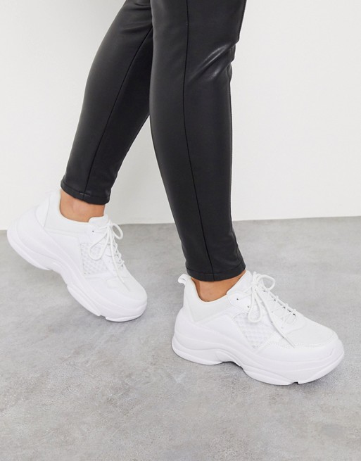Truffle Collection panelled chunky lace up trainers in white