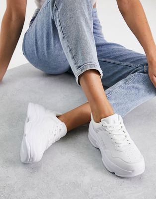 Truffle Collection panelled chunky lace up trainers in white