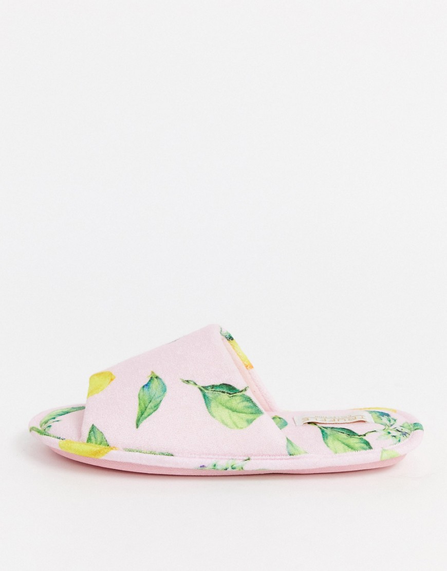 Truffle Collection - Pantofole con stampa estiva di limoni-Rosa