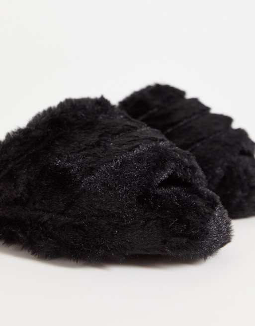 Truffle Collection - Pantofole nere soffici con punta aperta, 2 di 4