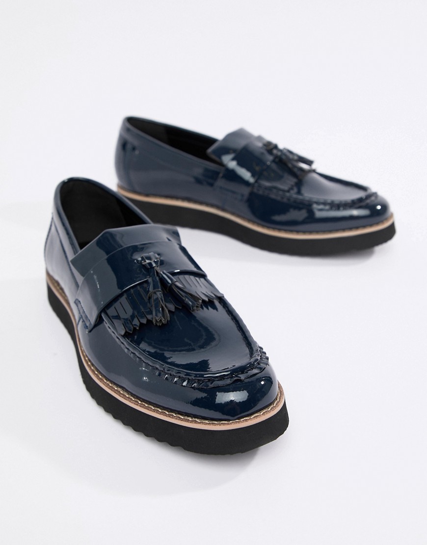 Truffle Collection Patent Tassel Loafers-Navy
