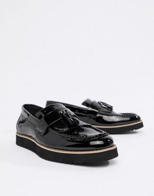 navy blue patent leather flats