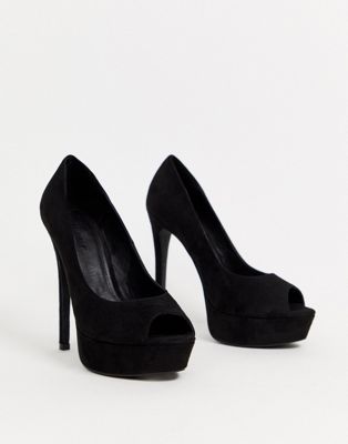 black platform heels open toe