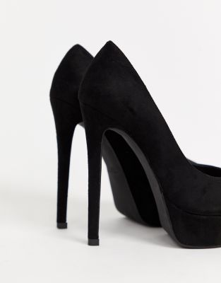 black peep toe platform pumps