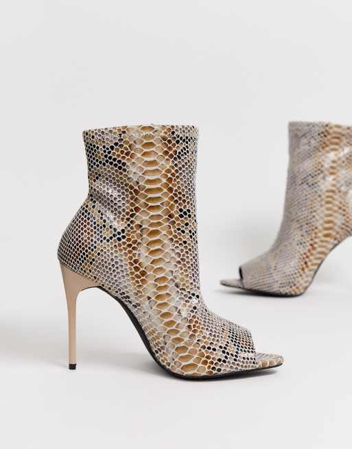 Snake print peep toe on sale booties