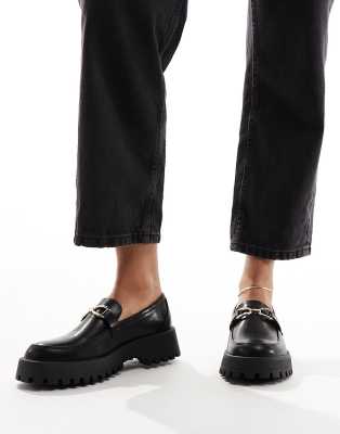 Truffle Collection - Penny-Loafer in Schwarz mit dicker Sohle