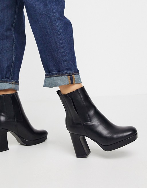 Truffle Collection platform heeled boots in black