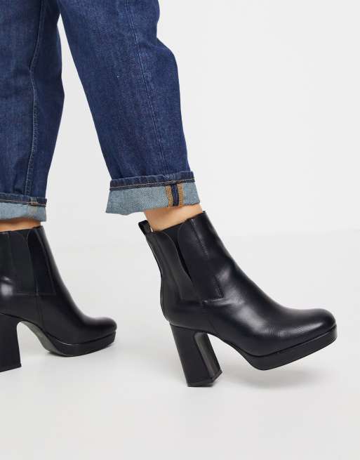 truffle collection heeled knee high boots in black