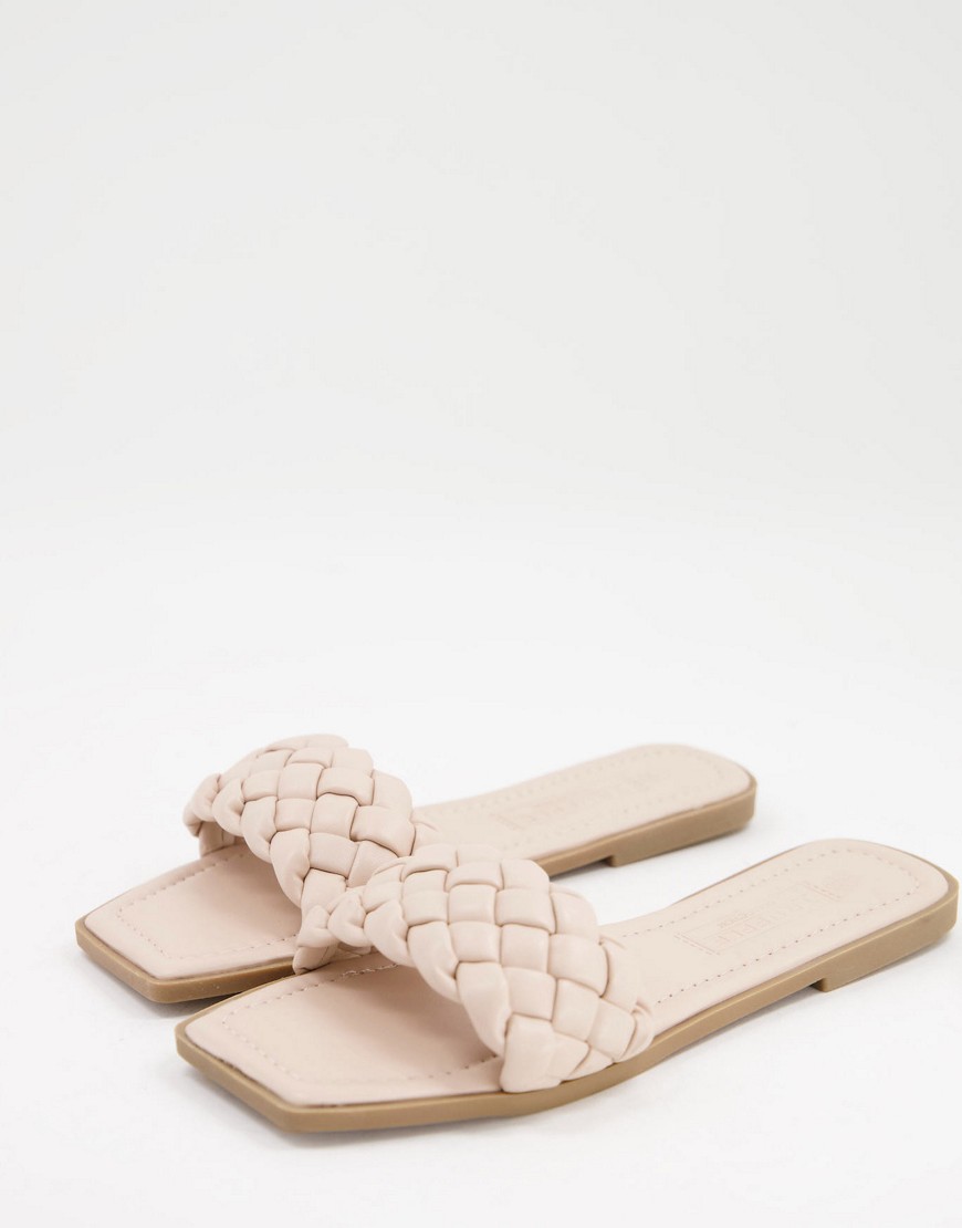 Truffle Collection - Platte slippers met vierkante neus in crème-Wit