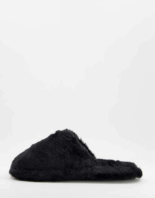 Truffle Collection - Pluizige slipperpantoffels in zwart