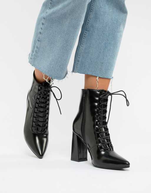 Lace-Up Ankle Boots - Black Box