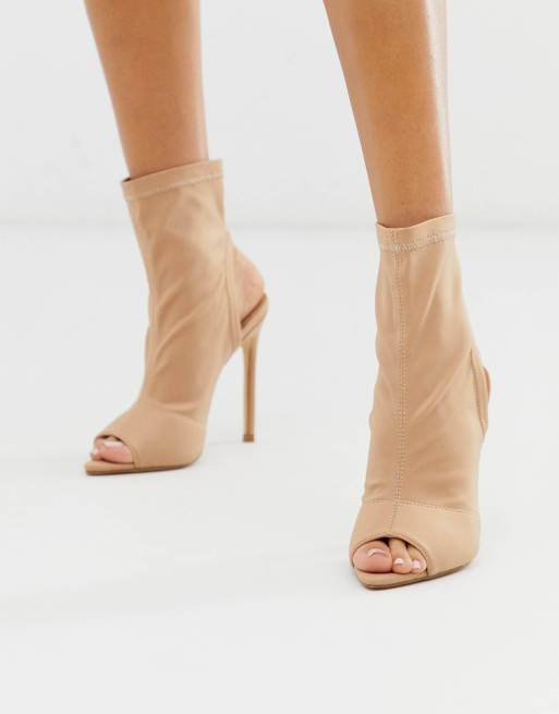 Beige booties open store toe