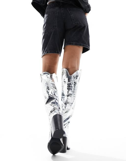 Truffle Collection pointed over kee western boots silver croc ASOS