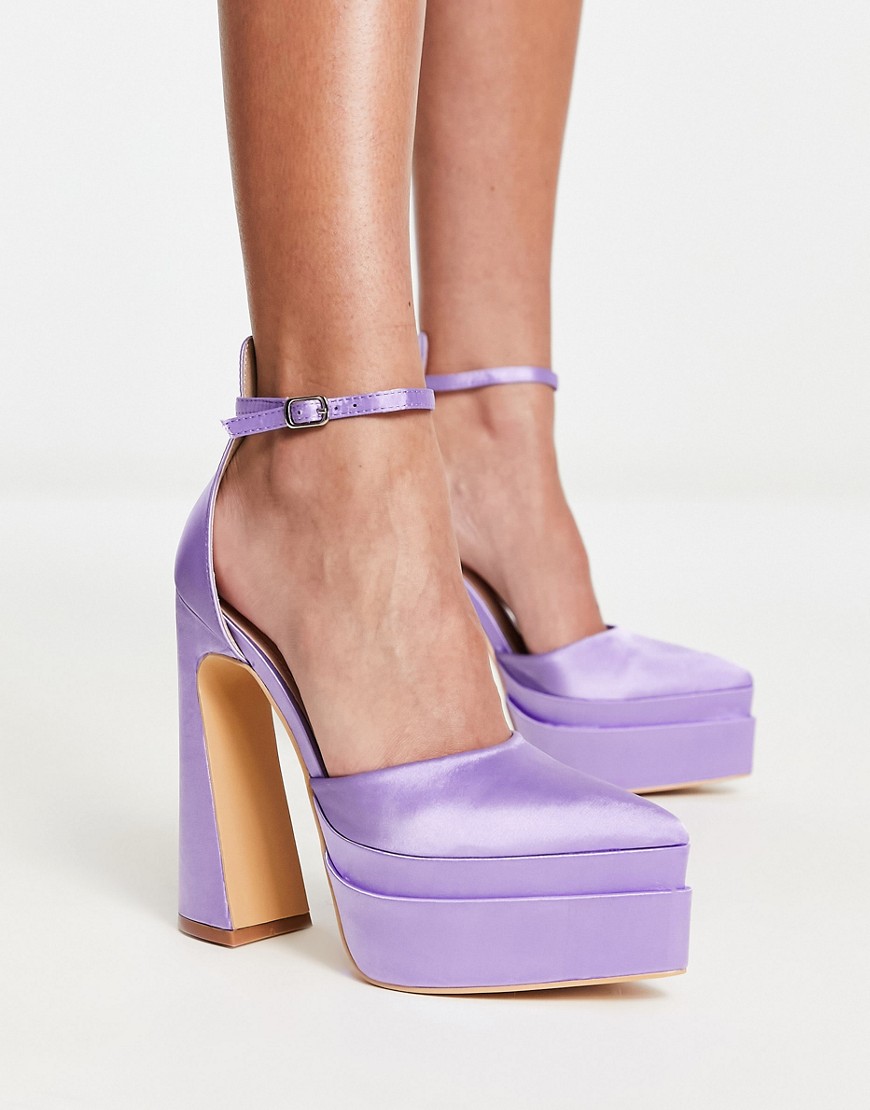 Truffle Collection pointed platform high heeled shoes in lilac-Purple