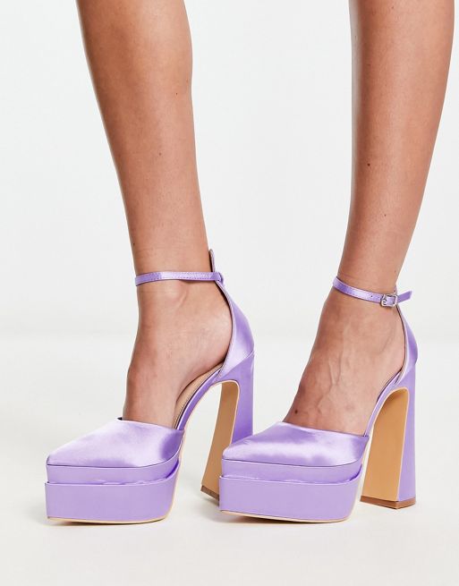 ASOS DESIGN Presta platform high heels in purple satin