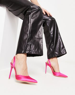  pointed sling back stiletto heeled shoes  satin